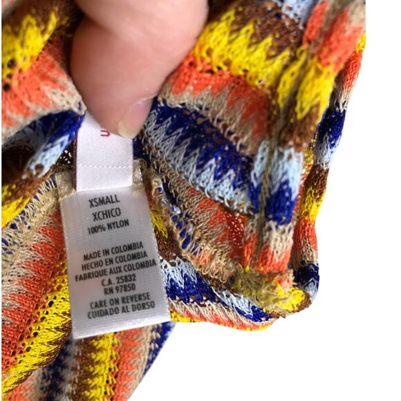 Lulifami Dress Womens Size XS Multi Color V-Neck / Back‎ Cover Up Tie Side Retro - Picture 7 of 9